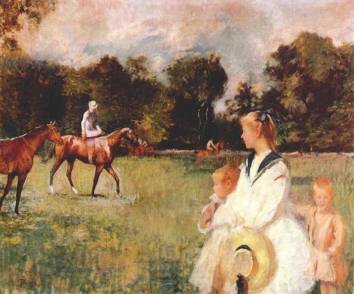Edmund Charles Tarbell Schooling the Horses, Norge oil painting art